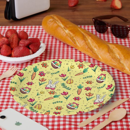 Teller für hellgelbes Ostermuster (Picknick)