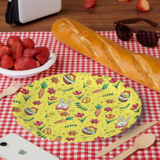 Teller für hellgelbes Ostermuster (Picknick)