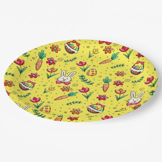 Teller für hellgelbes Ostermuster (Schrägansicht)