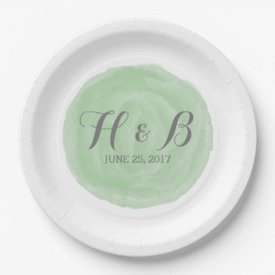 Teller für Hochzeitspapier mit grünem, runden Wass