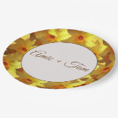 Teller für Hochzeitspapiere, gelbe Narzissen (Schrägansicht)