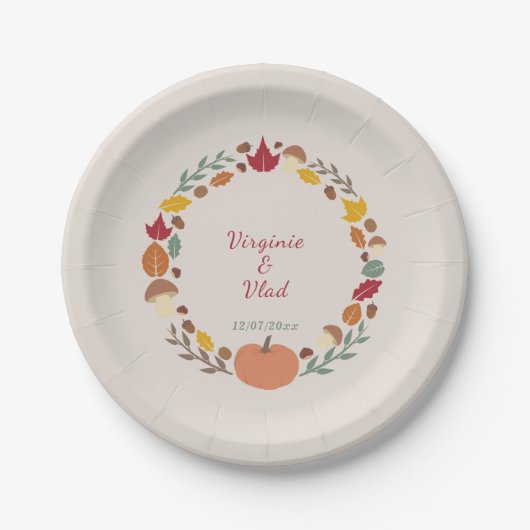 Teller für Kleider und Hochzeiten im Herbst (Vorderseite)