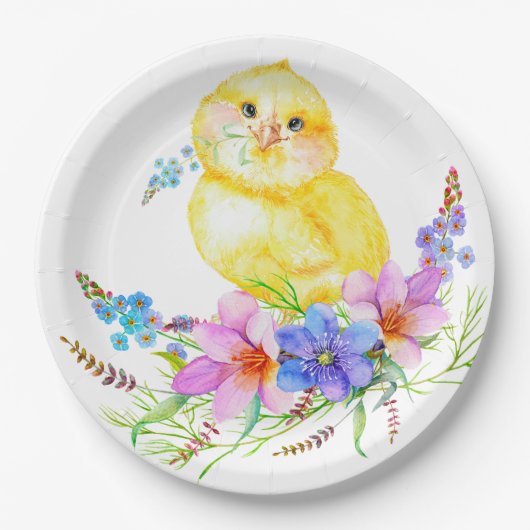 Teller für kleine, florale Babydusche (Vorderseite)