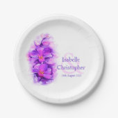 Teller für lila Blume in Aquarellfarben (Vorderseite)