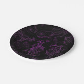 Teller für Lila Papier mit Blumenmuster (Schrägansicht)