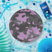 Teller für lila und graue Camouflage-Papiere (Party)