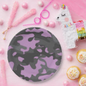 Teller für lila und graue Camouflage-Papiere (Party)
