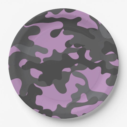 Teller für lila und graue Camouflage-Papiere (Vorderseite)