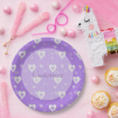Teller für lila und weiße Herzen (Party)