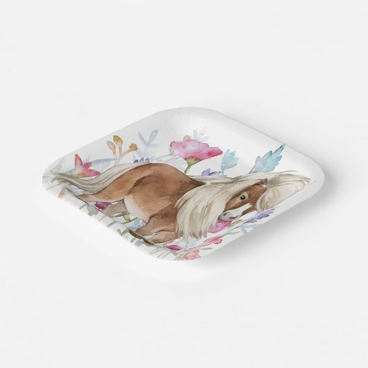 Teller für Miniaturpferde und Wildblumen (Gewinkelt)