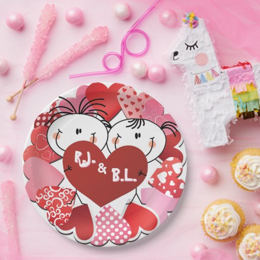 Teller für Monogrammierte Herzpapiere (Party)