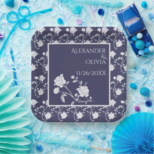 Teller für Navy-Rose-Polterabend (Party)