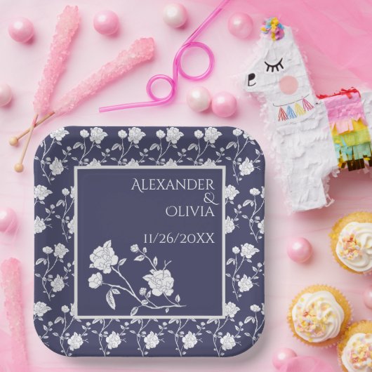 Teller für Navy-Rose-Polterabend (Party)