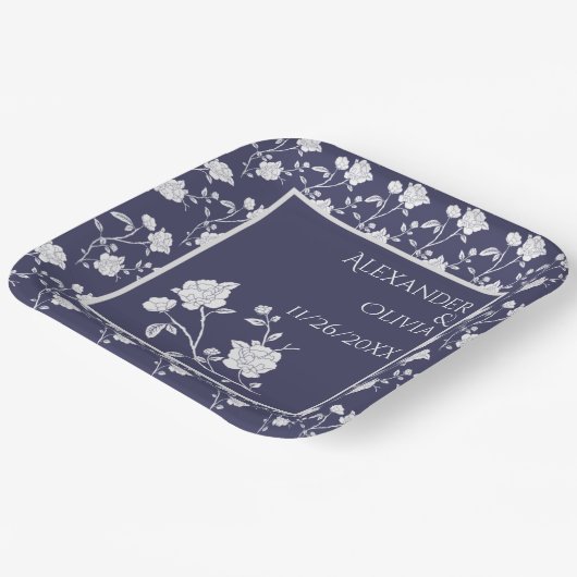 Teller für Navy-Rose-Polterabend (Gewinkelt)