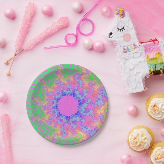 Teller für Neon Rainbow Sunburst Paper (Party)