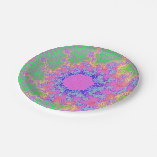 Teller für Neon Rainbow Sunburst Paper (Schrägansicht)