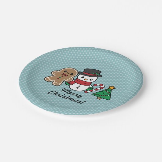 Teller für niedliche Schneepapiere (Schrägansicht)