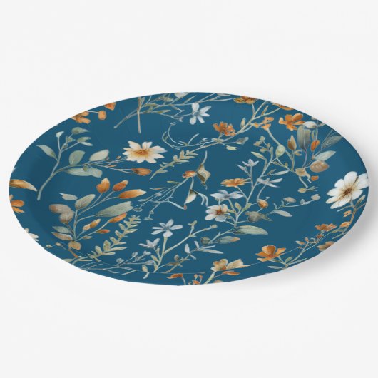 Teller für Papier mit blauer Blume (Schrägansicht)