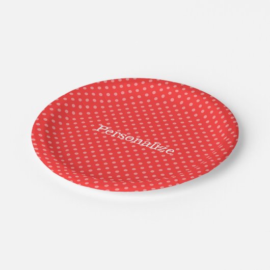 Teller für Party aus rotem und weißem Polka-Dot (Schrägansicht)