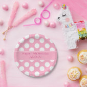 Teller für personalisierte Pink- und Weißpolka-Dot (Party)