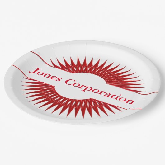 Teller für personalisiertes rotes Design (Schrägansicht)