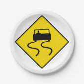 Teller für Schilder auf Slippery Road (Vorderseite)