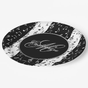 Teller für Schwarz-Weiß-Streifen in Monogramm