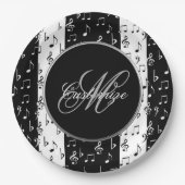 Teller für Schwarz-Weiß-Streifen in Monogramm (Vorderseite)