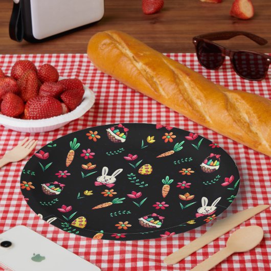 Teller für schwarzes Ostermuster (Picknick)