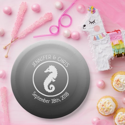 Teller für Schwarzweiß-Seepferd (Party)