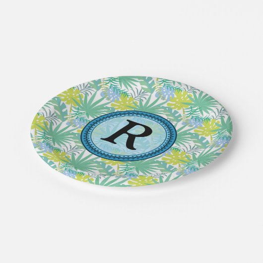 Teller für tropisches Monogramm (Schrägansicht)