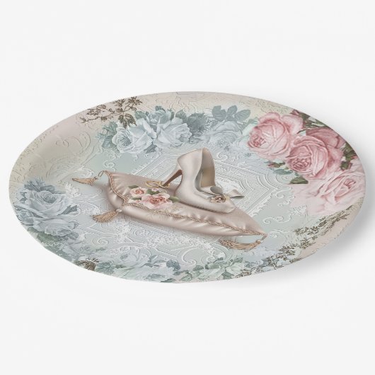 Teller für Vintages Brautparty (Schrägansicht)