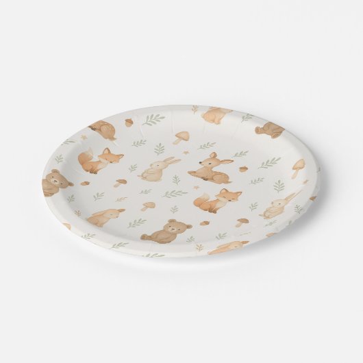 Teller für Waldtiere - Niedliches Waldthema (Schrägansicht)