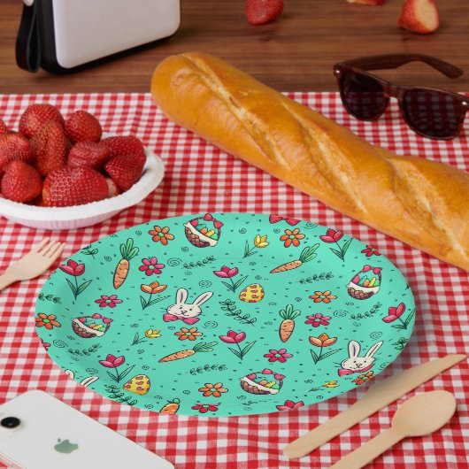 Teller für weiches Cyan-Oaster-Muster (Picknick)