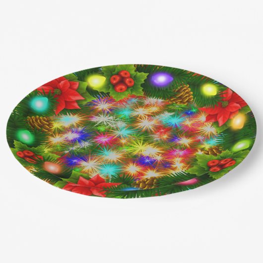 Teller für Weihnachts- und Star-Party 9" (Schrägansicht)