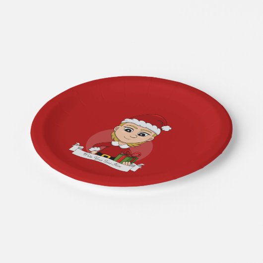 Teller für Weihnachtsmädchen-Cartoon (Schrägansicht)