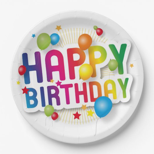 Teller/Geburtstag glücklich Pappteller (Vorderseite)