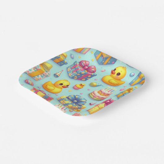 Teller Gelbe Ente Geburtstagsparty (Gewinkelt)