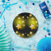 Teller, gelbe Steine, schwarz Pappteller (Party)