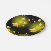 Teller, gelbe Steine, schwarz Pappteller (Schrägansicht)