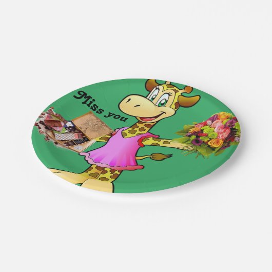 Teller, Giraffe, Blumenschokolade Miss Sie Pappteller (Schrägansicht)