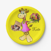 Teller, Giraffe, gelbe Schokolade Pappteller (Vorderseite)