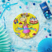 Teller, Giraffe Happy Birthday Cake Gelb Pappteller (Party)