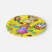 Teller, Giraffe Happy Birthday Cake Gelb Pappteller (Schrägansicht)