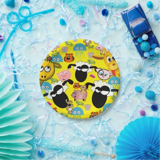 Teller, Giraffe Schweine Elefantenkatzen Hunde Pappteller (Party)