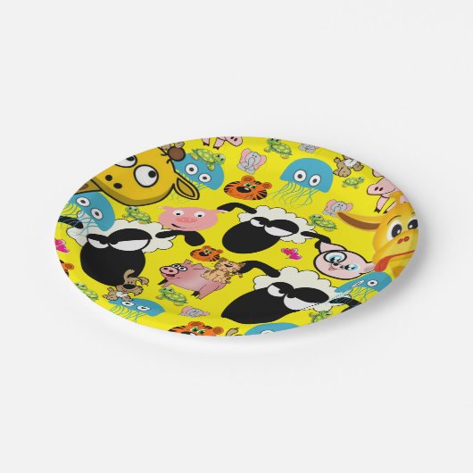 Teller, Giraffe Schweine Elefantenkatzen Hunde Pappteller (Schrägansicht)