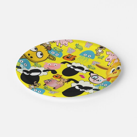 Teller, Giraffe Schweine Elephant Kitten Cat Pappteller (Schrägansicht)