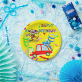 Teller, glücklich zum Geburtstag Clownwagen Confet Pappteller (Party)