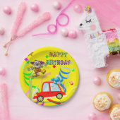 Teller, glücklich zum Geburtstag Clownwagen Confet Pappteller (Party)