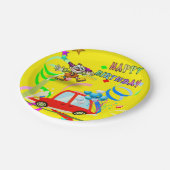 Teller, glücklich zum Geburtstag Clownwagen Confet Pappteller (Schrägansicht)